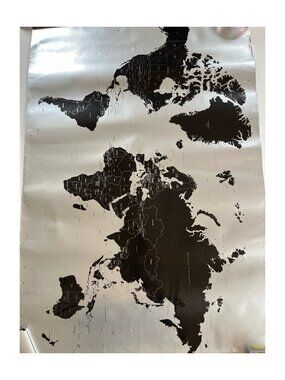 Sz 24x36 World Metallic Map Poster Large College Collection Wall Room Decor